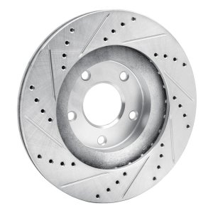 Infiniti I35 Brake Rotor (1) - Front Right - R1 Concepts - Drilled & Slotted - Silver - `02-`06